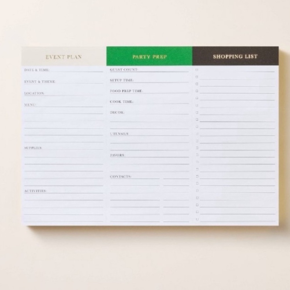 Kate Spade party planner Notepad